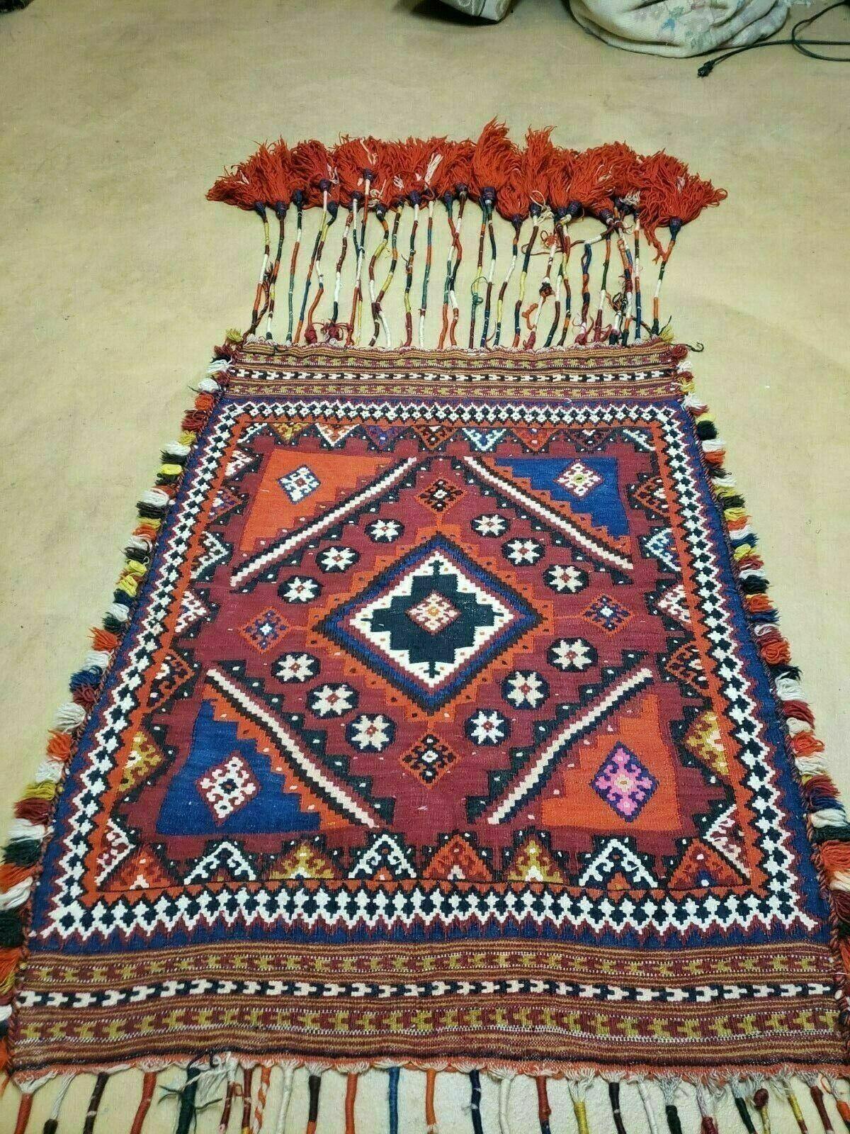3' X 4' Antique Handmade Turkish Wool Kilim Rug Decorative Seat Cover