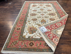 Flatweave Soumak Rug 6x9, Nourison Rug, Wool Handmade, Floral, Ivory