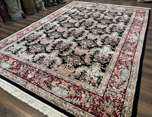 Sino Persian Rug 9x12, Black, Floral Bouquets