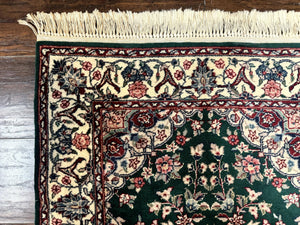 Sino Persian Runner Rug 2.7 x 12, Floral Allover, Dark Green, Vintage HandmadeOriental Carpet for Hallway, 12ft Runner, 200 KPSI