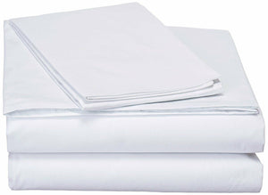 DaDa Bedding White Soft Fitted & Flat Bed Sheets w/ Pillow Cases Set (FSFS098765)