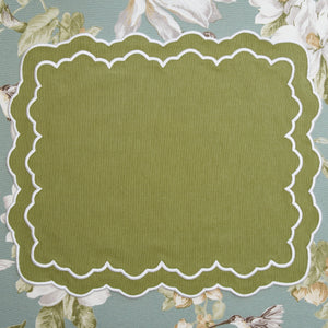 ELARA GREEN RECTANGLE FABRIC PLACEMAT & NAPKIN SET (Set Of 4)