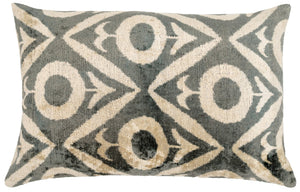 Geometric Gray Beige Throw Pillow 16x24 - Traditional Contemporary Cushion - Elegant Home Décor with Down Feather Insert