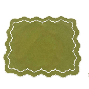 ELARA GREEN RECTANGLE FABRIC PLACEMAT (Set Of 4)