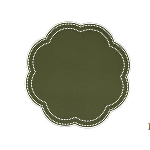 NURTURE GREEN SCALLOPED FAUX LEATHER PLACEMAT (Set Of 4)