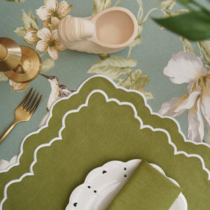 ELARA GREEN RECTANGLE FABRIC PLACEMAT & NAPKIN SET (Set Of 4)