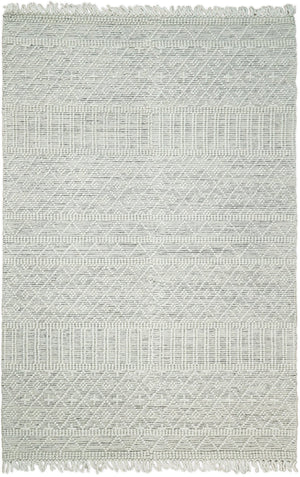 Modern Geometrical White Dhurrie Wool Area Rug
