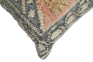 Hand Woven Boho Tribal Accent Charcoal Jute and Wool Pillow, Cushion | PL12