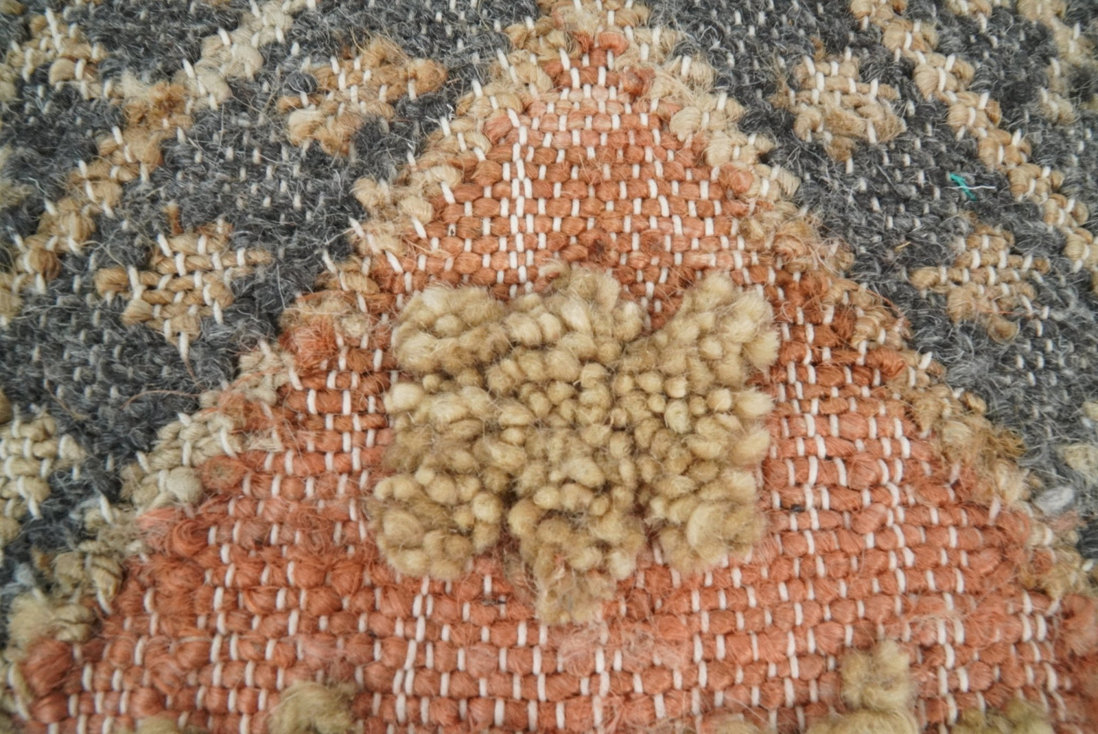 Hand Woven Boho Tribal Accent Charcoal Jute and Wool Pillow, Cushion | PL12