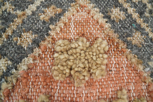 Hand Woven Boho Tribal Accent Charcoal Jute and Wool Pillow, Cushion | PL12