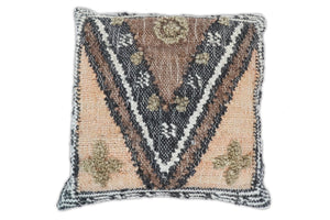 Hand woven Jute and Wool Tribal Accent Pillow, Cushion | PL14
