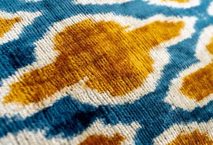 Handmade Throw Pillow Cover & Feather Insert | Gold Blue Geometric | Soft Throw Pillow| Luxury Decorative for Couch | 16 x 24 in