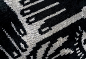Handmade Velvet Throw Pillow with Black and White Abstract Eye Design - High-Quality 20x20 Inch Decorative Accent with Premium Down Feather Insert