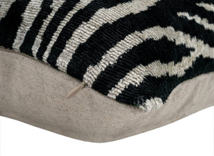 Handmade Velvet Throw Pillow with Black and White Zebra Print Design - High-Quality 20x20 Inch Decorative Accent with Premium Down Feather Insert