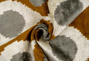 Handmade Velvet Throw Pillow with Mustard and Grey Geometric Design - High-Quality 20x20 Inch Decorative Accent with Premium Down Feather Insert