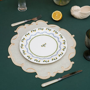 CELESTIA LINEN IVORY GOLD TRIM SQUARE PLACEMAT (Set Of 4)
