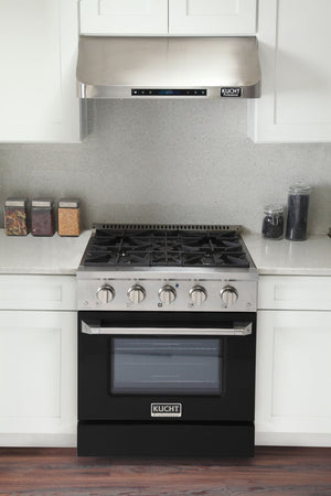 Kucht 30" Gas Range in Stainless Steel, Black Oven Door, KNG301-K