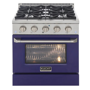 Kucht 30" Gas Range in Stainless Steel with Blue Oven Door, KNG301-B