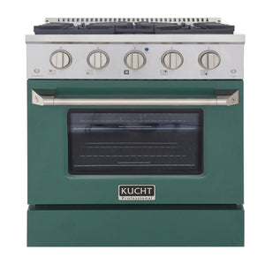 Kucht 30" Gas Range in Stainless Steel with Green Oven Door, KNG301-G
