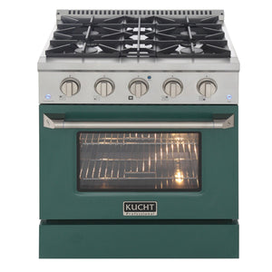 Kucht 30" Gas Range in Stainless Steel with Green Oven Door, KNG301-G