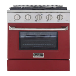 Kucht 30" Gas Range in Stainless Steel with Red Oven Door, KNG301-R