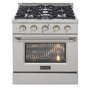 Kucht 30" Gas Range in Stainless Steel with Silver Oven Door, KNG301-S