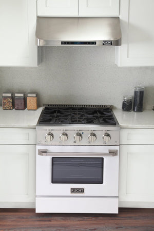 Kucht 30" Gas Range in Stainless Steel with White Oven Door, KNG301-W