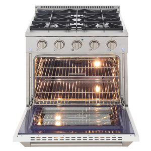 Kucht 30" Gas Range in Stainless Steel with White Oven Door, KNG301-W