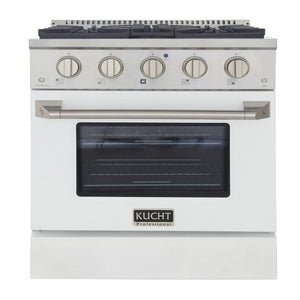 Kucht 30" Gas Range in Stainless Steel with White Oven Door, KNG301-W