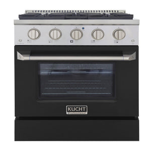 Kucht 30" Propane Range, Stainless Steel,Black Oven Door, KNG301/LP-K