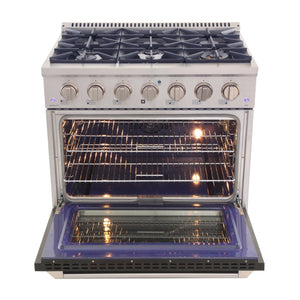 Kucht 36" Gas Range, Stainless Steel with Black Door, KNG361-K