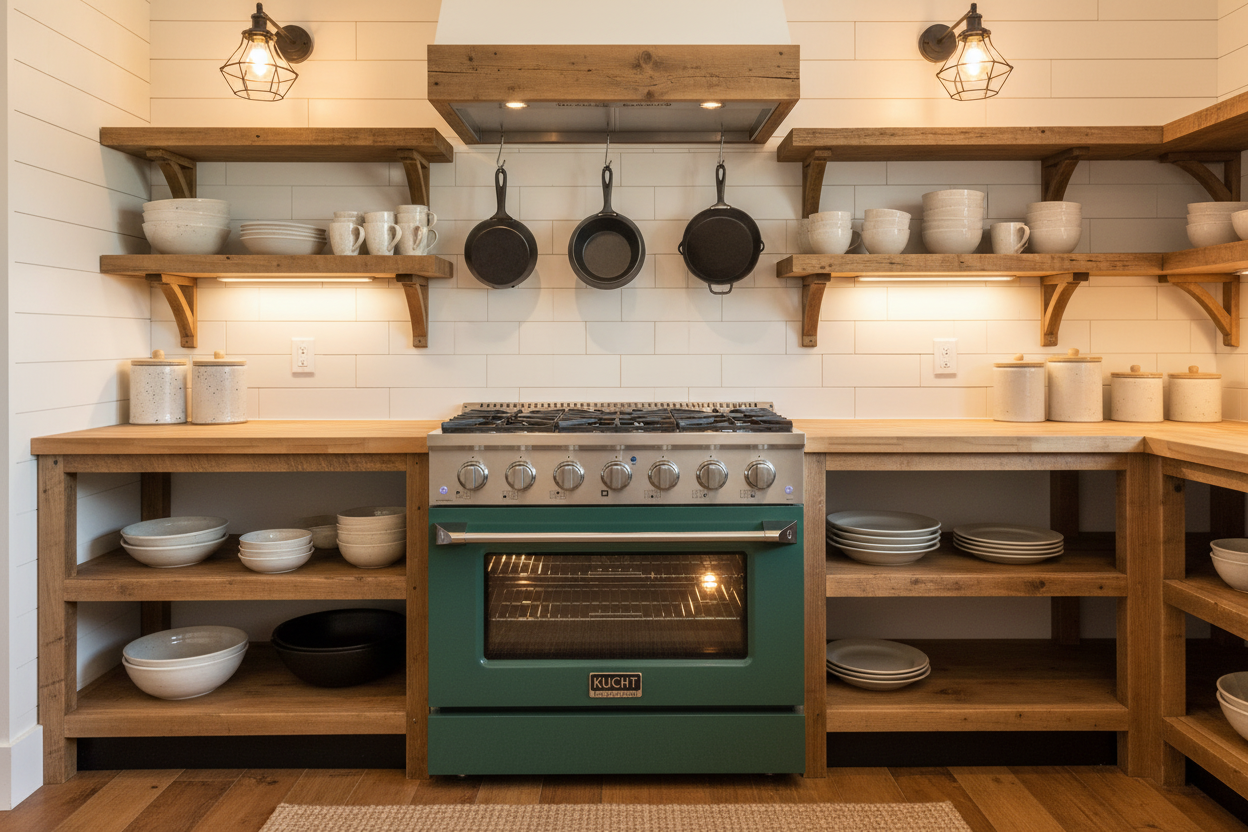 Kucht 36" Gas Range, Stainless Steel with Green Oven Door, KNG361-G - 36" / Green