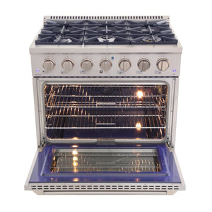 Kucht 36" Gas Range, Stainless Steel with Silver Oven Door, KNG361-S