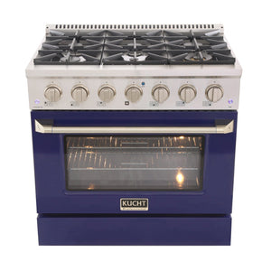 Kucht 36" Propane Range in Stainless Steel, Blue Door, KNG361/LP-B