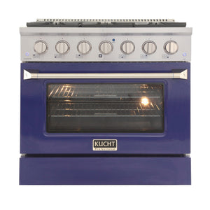 Kucht 36" Propane Range in Stainless Steel, Blue Door, KNG361/LP-B