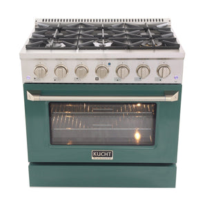 Kucht 36" Propane Range, in Stainless Steel, Green Door, KNG361/LP-G