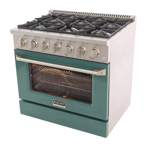 Kucht 36" Propane Range, in Stainless Steel, Green Door, KNG361/LP-G