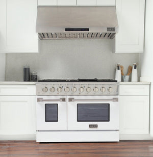 Kucht 48" Gas Range in Stainless Steel, White Oven Doors, KNG481-W