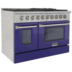 Kucht 48" Gas Range, Stainless Steel with Blue Oven Doors, KNG481-B