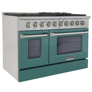 Kucht 48" Propane Range in Stainless Steel, Green Doors, KNG481/LP-G