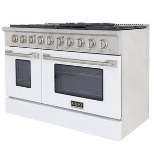 Kucht 48" Propane Range in Stainless Steel, White Doors, KNG481/LP-W