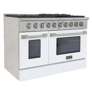 Kucht 48" Propane Range in Stainless Steel, White Doors, KNG481/LP-W
