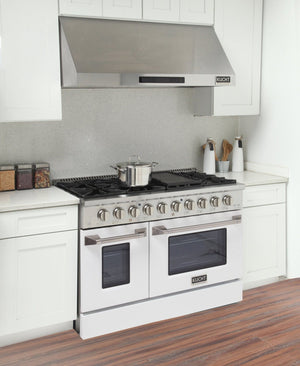 Kucht 48" Propane Range in Stainless Steel, White Doors, KNG481/LP-W