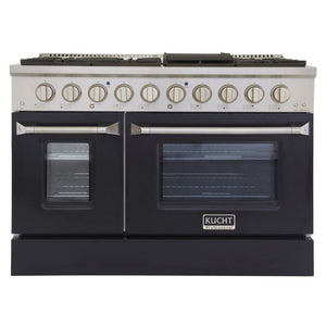 Kucht 48" Propane Range, Stainless Steel, Black Doors, KNG481/LP-K