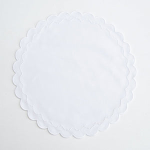 LILY WHITE ROUND FABRIC PLACEMAT & NAPKIN SET (Set Of 4)