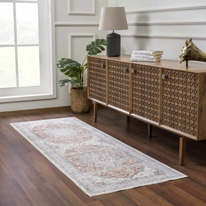 Emke Cream Washable 7ft Runner Rug