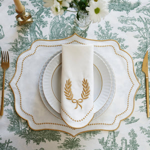 LUNA IVORY GOLD TRIM PLACEMAT & NAPKIN SET (Set Of 4)