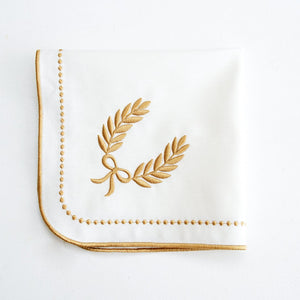 LUNA IVORY GOLD TRIM PLACEMAT & NAPKIN SET (Set Of 4)