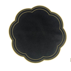 NURTURE BLACK GOLD SCALLOPED FAUX LEATHER PLACEMAT (Set Of 4)