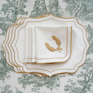 LUNA IVORY GOLD TRIM PLACEMAT & NAPKIN SET (Set Of 4)